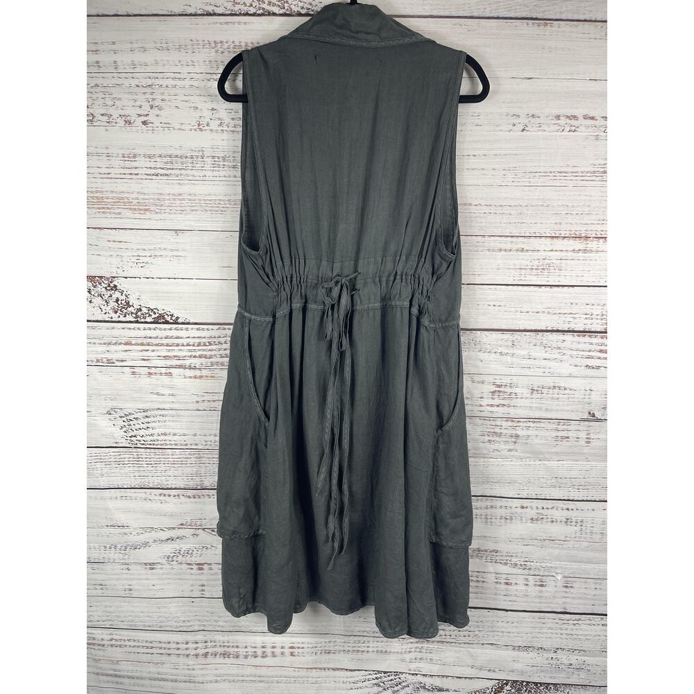 Cynthia Ashby Dress Women's SZ S Linen Sleeveless Button Front Pockets Tie USA - Picture 8 of 8